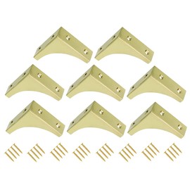 TERF® Traditional Vintage Polished Brass Chest Corner Bracket 50mm (2 inch) Heavy Duty Repair Angle Brace with Fixing Screw for Chest Box Cupboard Desk Drawer Cabinet Table and Multi Use - Pack of 8