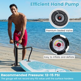 GYMAX Paddle Board, 9.8’/10’/11’ x 6” Inflatable Stand Up Paddle Board with SUP Accessories, Removable Fin, Paddle & Carry Bag, Blow Up Paddle Boards Standing Boat for Adults Youth (Blue Wave,10FT)