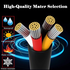 24 Gauge Wire, 4-Conductor Electrical Wire. 24 AWG Stranded Flexible PVC Tinned Copper 24/4 Cord Extension Cable is Used for LED Lamp Lighting, Automotive, Speaker, Audio, Power, etc. (33FT - 10M).