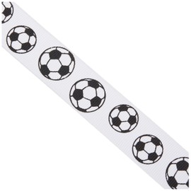 LUV RIBBONS GSO0708-SOC Grosgrain 7/8-Inch Sports Ribbon, 10-Yard, Soccer