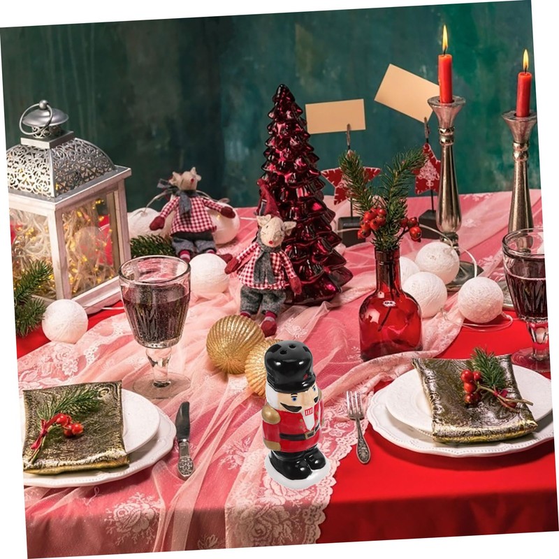 SHOWERORO 2pcs Kosher Salt Pepper Shaker Ceramic Nutcracker Design Seasoning