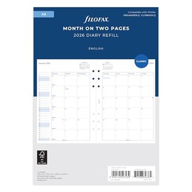 Filofax Personal Organizer Refill, Starts January 2026, A5 Monthly, White, 26-68510