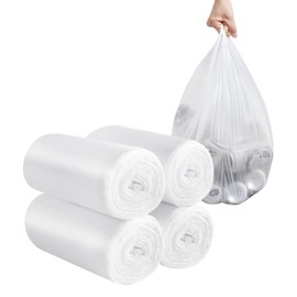 Bolsas de basura portátiles de 2 a 4 galones, 120 bolsas de basura pequeñas portátiles gruesas para oficina, cocina, recámara, bolsas de basura fuertes (blanco)