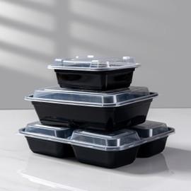 Microwave Safe Meal Prep Containers with Lids 38 oz - 150 Pack Plastic Food Storage Bowls for Lunch, Takeout, and Restaurant-Style Dining - Perfect for To-Go Meals, Salads, and Healthy Eating at Home