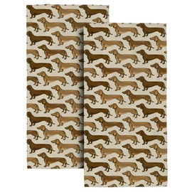 Dachshund Dog Bath Hand Towels Decorative Set of 2 Dachshund Dog Decor, Absorbent Dachshund Gifts for Women Men, Funny Bathroom Hand Towels for Bathroom Kitchen Home Spa Hotel Yoga 14"x28"