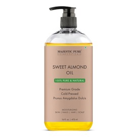 Majestic Pure Sweet Almond Oil, Super Triple A Grade Quality, 100% Pure and Natural from Spain, Cold Pressed , 16 fl oz.