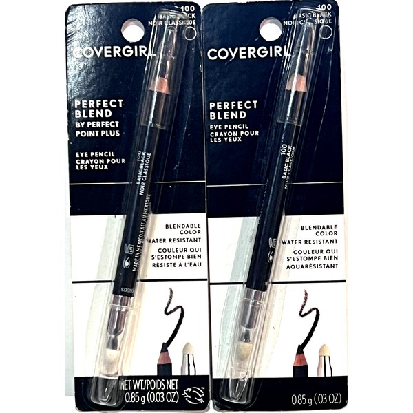 COVERGIRL Perfect Blend Point Plus 100 Pencil Basic Black Eyeliner  2 PACK