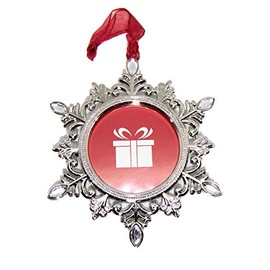 Studio Decor Silvertone Snowflake Shaped Photo Frame Christmas Ornament Photo Metal and Rhinestones