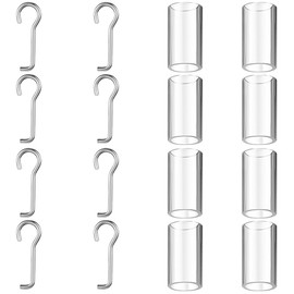 CREATCABIN 8pcs Wand Wire and Sleeve Collar Blind Hook and Sleeve Horizontal Mini Blind Wand Replacement with Hook Vertical Window Opener Repair Parts with 1 Inch Square Headrails Stainless Steel