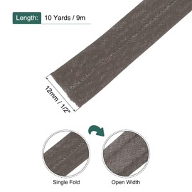 MECCANIXITY 1/2 Inch Single Fold Bias Tape Cotton Continuous Bulk Bias Tape for Sewing, Seaming Quilting Hemming Binding Crafts (Brown 10 Yards)