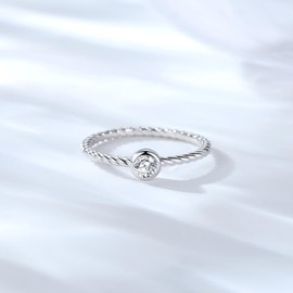 IOHUPCI 925 Sterling Silver Stackable Birthstone Rings for Women Teen Colorful Cubic Zirconia Mothers Daughter Jewelry Gift Simple Promise Ring for Her (April, 6)