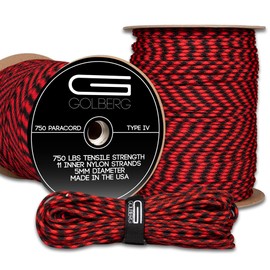Golberg Paracord Type IV 750 lb – 50' 100' 250' & 1000 ft – 40+ Colors – Heavy-Duty Tactical Parachute Cord for Camping and Hiking