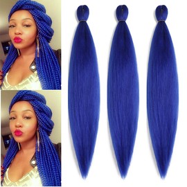 BALINGHAIR Braiding Hair Pre-Stretched Kanekalon High Temperature Synthetic Fiber Braid Hair 28 Inches (Royalblue, 28 Inch (Pack of 3))