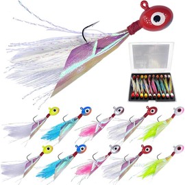 Crappie Jigs Oval Crappie Jig Heads with Hand-Tied  Rainbow ,10/20Pcs Crappie Fishing Lures Kit for Bass Crappie Trout Walleye Panfish Sunfish 1/32oz 1/16oz 1/8oz - Color: 1/8oz-20pcs