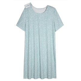 AVIIER Hospital Gowns for Women Open Back Adaptive Clothing Nightgowns Post Shoulder Surgery Dress Green Leopard 3XL