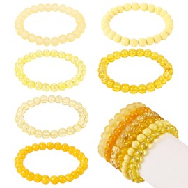 Spritewelry 6pcs 8mm Stretch Beaded Bracelet for Women Men Glass Round Stackable Stretch Bracelet Boho Elastic Bracelets Sets Multicolor Crystal Beads Elastic Bracelet