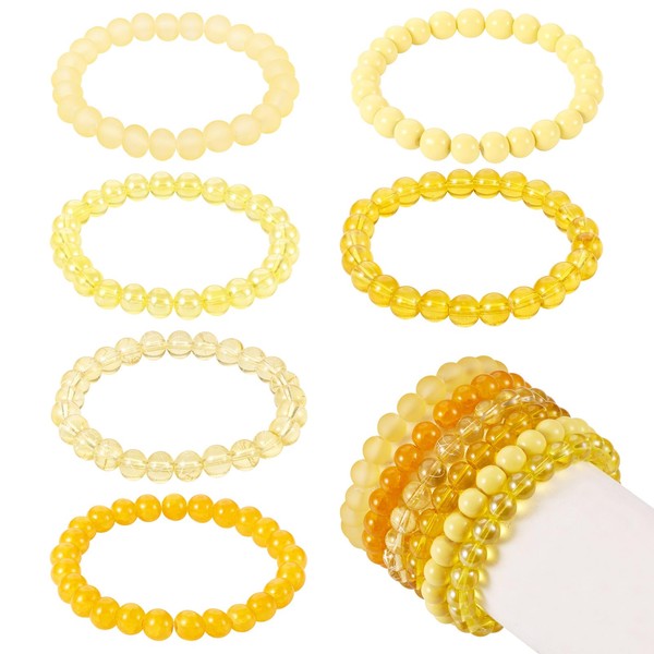 Spritewelry 6pcs 8mm Stretch Beaded Bracelet for Women Men Glass