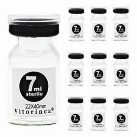 Vitorinca 7ml Sterile Glass Vials, 10 Packs- 2 Dram Sterile Empty Vial with Self-Healing Injection Port and Flip Top Cap, Sterile Package, for use in sterile preparations and Laboratory Study
