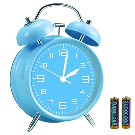 pxy Loud Alarm Clock for Heavy Sleepers 3D Dial Battery Operated (Battery Include), 4" Super Silent Analog Alarm Clock for Kids with Night Light PT260 Silver OrangePT505 Blue