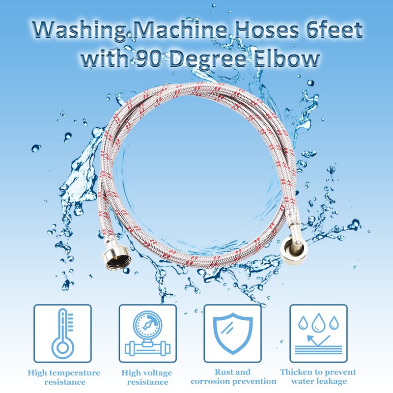 Cenipar Washing Machine Hoses 6 feet Premium Stainless Steel with