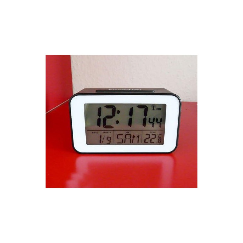 Clock Radio Alarm Clock with Thermometer (SN4491) in Black