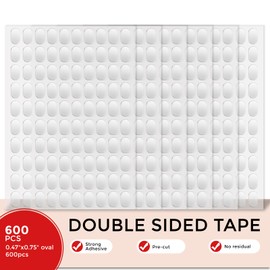 600pcs Pre-Cut Double Sided Tape Wall Nano Dots Mounting Tape Adhesive Strips Strong Sticky Adhesive Pads Putty Tack No Traces - Crafts Poster Decoration Picture Hanging Crafting 0.47"*0.75" Oval