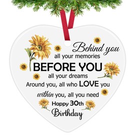 Happy 30th Birthday Gifts Inspirational 30 Years Old Birthday Gifts for Women Men Ceramic Ornament Turning 30 Gifts for Coworker Friends Daughter Son Sister 30 Birthday Decorations Christmas Ornaments