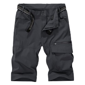 KEFITEVD Golf Shorts for Men Lightweight Quick Dry Combat Cargo Shorts Summer Waterproof Short with Zip Pocket,Dark Grey,34