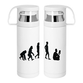 Thermos Stainless Steel with Integrated Cup - Evolution Reading Book Roman Science Fiction - 350ml - Thermos Flask