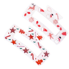 Christmas Hair Claws for Women, 2PCS Acrylic Snowman Candy Cane Reindeer Gingerbread Man Design Hair Clips Square Claw Clips for Thick & Thine Hair Hair Accessories for Christmas Xmas Party