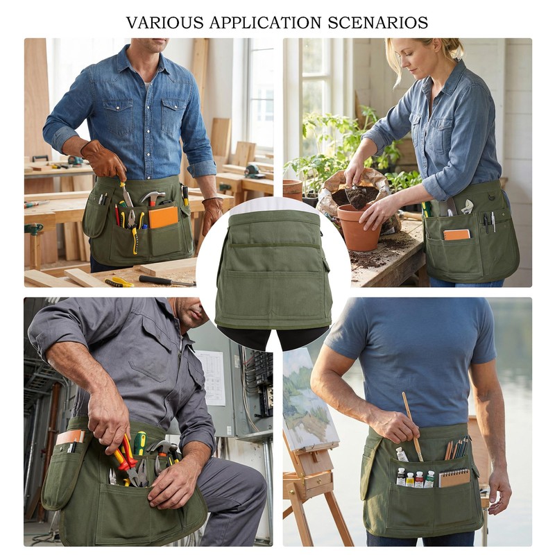 Nanxson Tool Apron Half Canvas Apron With Muti-Pockets for Home