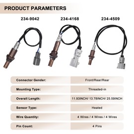 Oxygen O2 Sensor Upstream 234-9042 Downstream 234-4509 234-4168 Fits for Toyota Highlander 2004 2005 2006 2007, for Lexus RX330 2004 2005 2006 3.3L V6 - O2 Sensors Replace 89467-48050 Set of 4