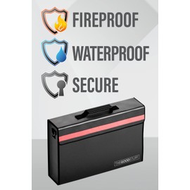 The Good Stuff Fireproof Document Box for Legal Documents, Passports, Cash, and Contracts, 5" x 11" 3.5" / 2000℉ Protect Your Notebooks, Binders, Folders, and Contracts