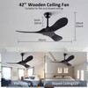 KBZZ 42 inch Ceiling Fan no Light, Black Solid Wood
