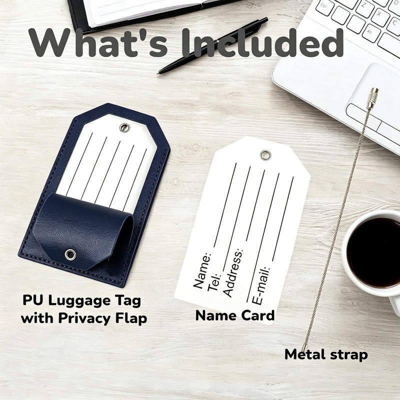 Etiqueta personalizada de piel sintético para equipaje, 4.5" x 2.5"