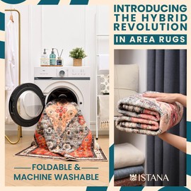 Istana Rugs for Living Room - Red & Teal Area Rug 5x7 - Kid & Pet Friendly Washable Area Rugs - Non Shedding 5x7 Area Rugs Washable - Foldable Red Area Rug 5x7 - Eco-Friendly Red Area Rug 5x7