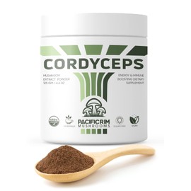 Pacific Rim Mushrooms Cordyceps Supplement Powder | High Potency 10:1 extract | 1000 mg per serving | Energy and Stamina Performance | 125 Grams / 125 Servings