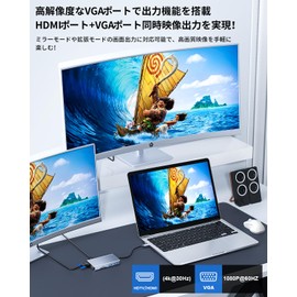 USB C Hub, Type-C 10 Ports, [4K Compatible HDMI Port, VGA Port, LAN Port, PD Rapid Charging Port, USB-C 3.0 Port, USB3.0 Port, MicroSD & SD Card Slot] 4 Screen Expansion Hub, Compatible with MacBook