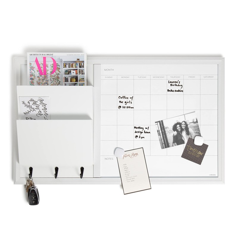 U Brands Organization Center Dry Erase Calendar with White Frame,