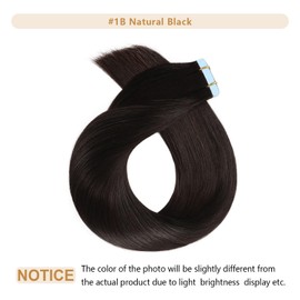 YILITE Tape in Hair Extensions Human Hair 16 inch 20pcs Off Black color 40g Silky Straight Premium Human Hai,Seamless Skin Weft Remy Hair 1b Tape ins(16 inch #1B)
