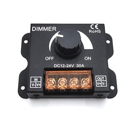 LED Dimmer DC 12 V 24 V for LED Strip Brightness Control Light Bar PWM Controller 30 A Black