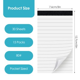 15PCS A7 Mini Portable Notepads, 3x5 Inch Pocket Memo Pads with 30 Sheets | Small Blank Notebook Refills for Notes, Reminders, Work, School & Travel​