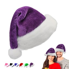 Aisszhao Purple Christmas Hat Santa Hat for Adult,Thickened Plush Santa Claus Hat,Unisex Velvet Father Classic Christmas Hat Costume,Kids Christmas Party Hat Cap for Christmas New Year Festive Gift