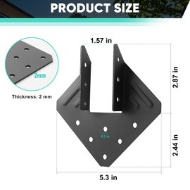14-Gauge(2MM) Heavy Duty Hurricane Ties,30Pcs Black Joist Hangers,Hurricane Straps Fit 2x4,2x6 Truss to Rafter Connector for Roofing Trusses Wood Timber,Roof Brackets,Seismic Joist Hangers