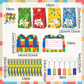 BACH AND BOOZY 58PCS Building Blocks Party Bag Fillers Party Favours Bags Invitation Keychain for Birthday Supplies Pinata Theme Bags Fillers Boys Girls
