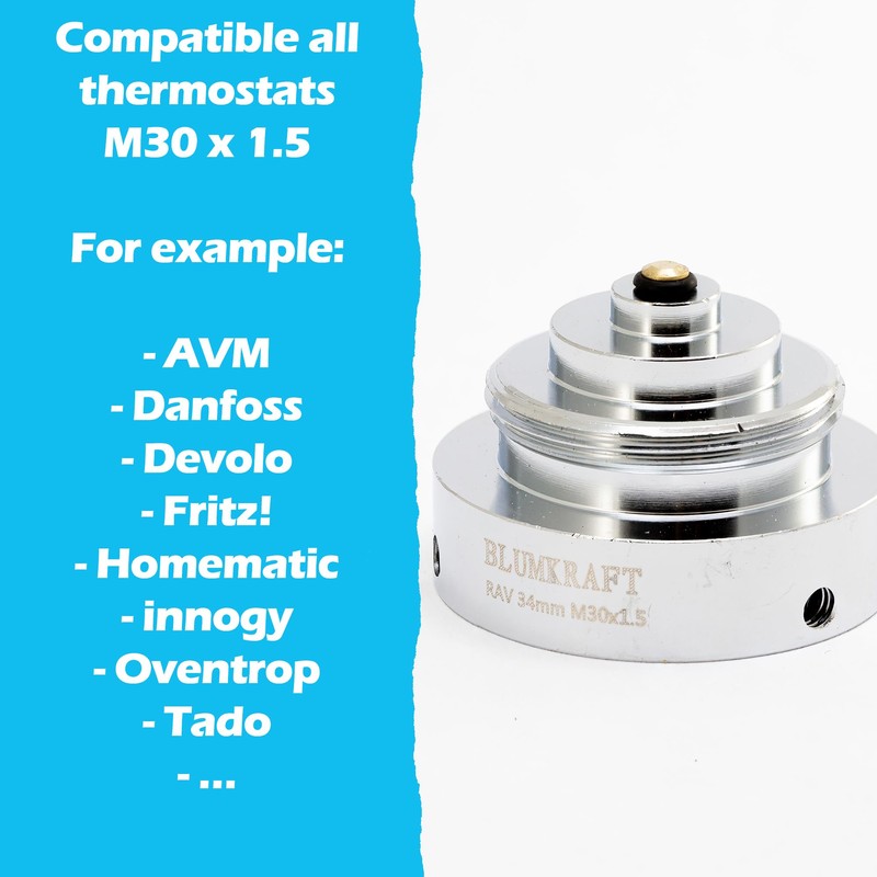 BLUMKRAFT Radiator Adapter Compatible with Danfoss RAV 34mm to M30