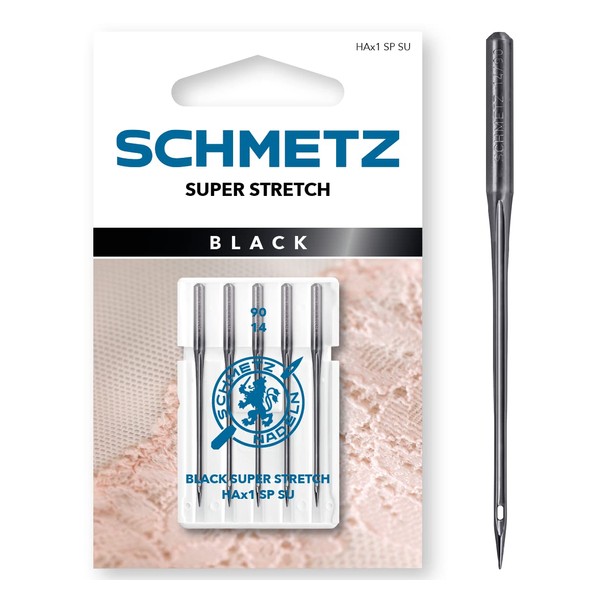 SCHMETZ Sewing Machine Needles | 5 Black Super Stretch Needles