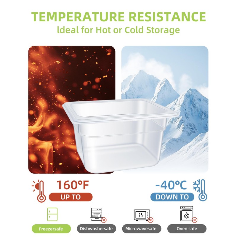 WELKOR 6 Pack Polypropylene Food Storage Containers for Party, Catering,