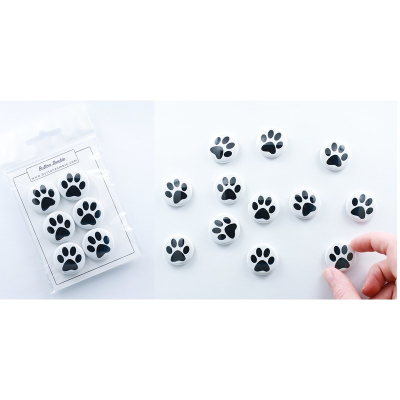 6 or 12 Dog Paw Print Fridge Magnets (25mm) Made