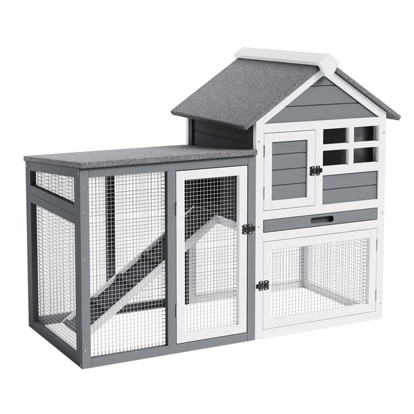 GarveeLife Small Wooden Chicken Coop, 2-Story Rabbit Hutch Indoor Outdoor